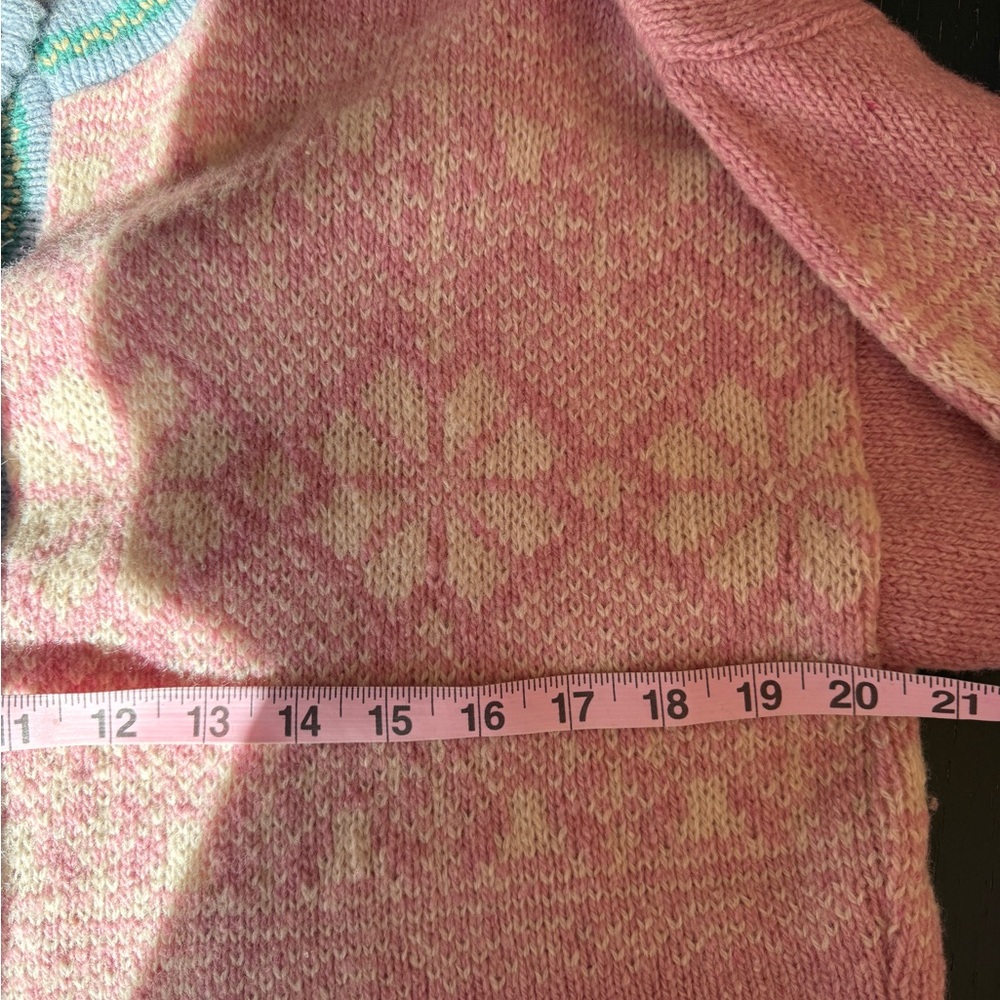 Vintage 80’s Eddie Bauer Wool Pink Fair Isle Cardigan Made in USA Size S - Picture 7 of 7